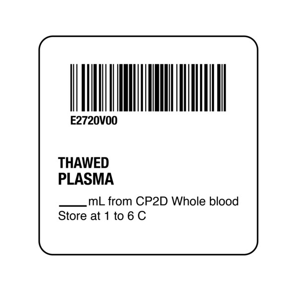Nevs ISBT 128 Thawed Plasma 2" x 2" BBC-2720 - main
